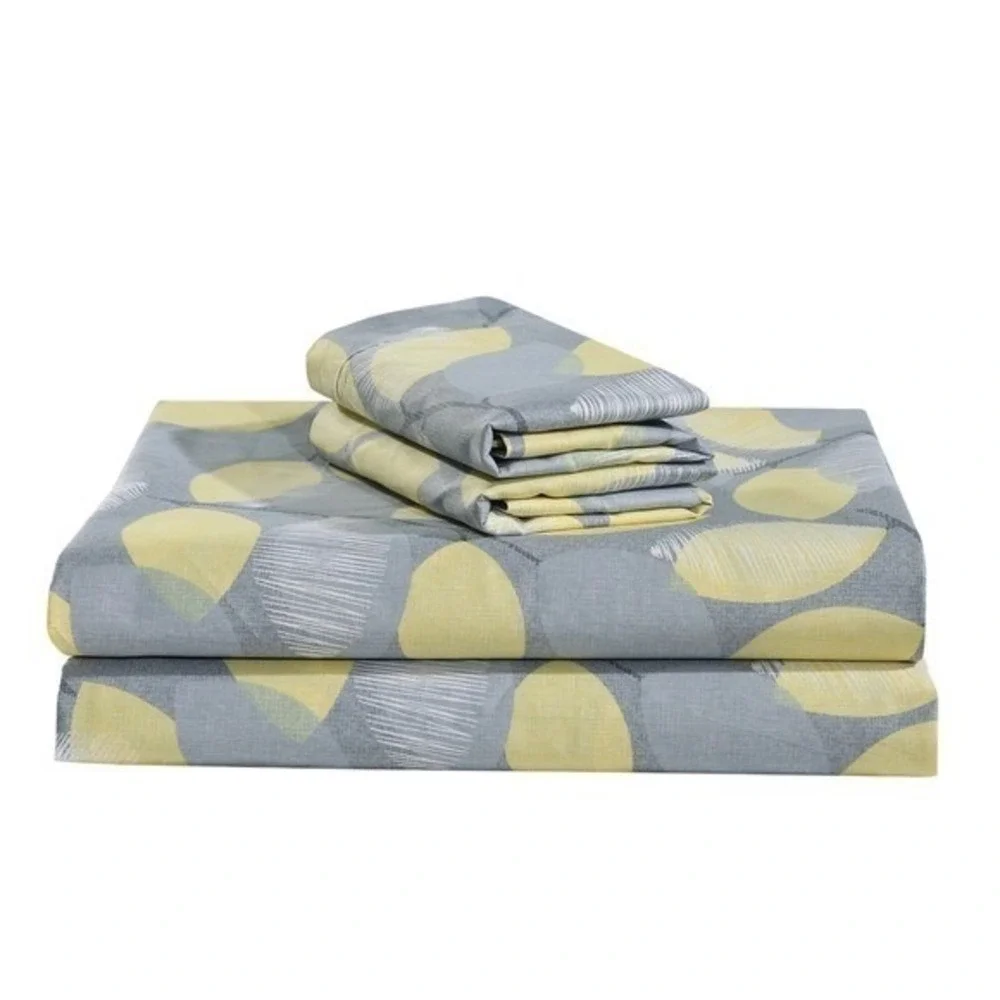 Woodgrove Yellow‎ Green Leaf 100% Cotton Sheet Set with Pillowcase Full